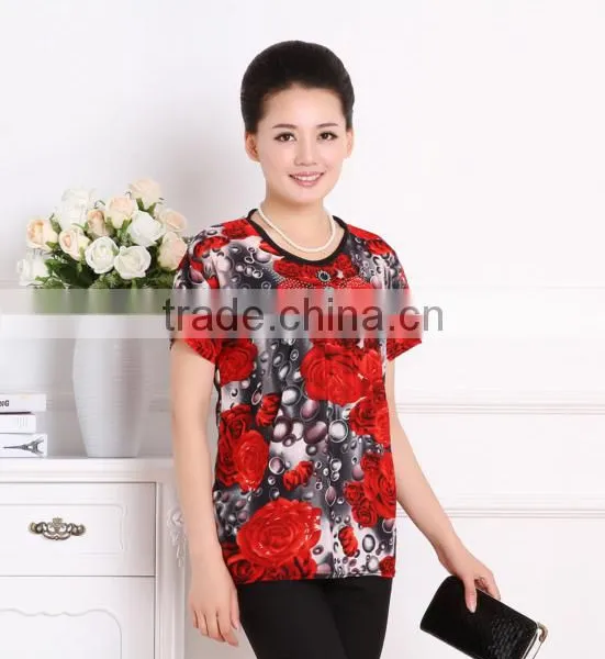New 2017 Summer t Shirts Nice Flower Printing t Shirt Women Tops Plus Size Clothing photo-5