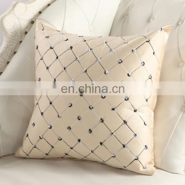 Home Embroidered Grid Pillow Boster Case Sofa Cushion Cover photo-3