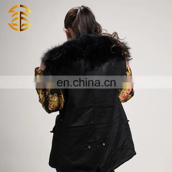 Custom Winter Cotton Bomber Jackets With Raccoon Fur Collar photo-6