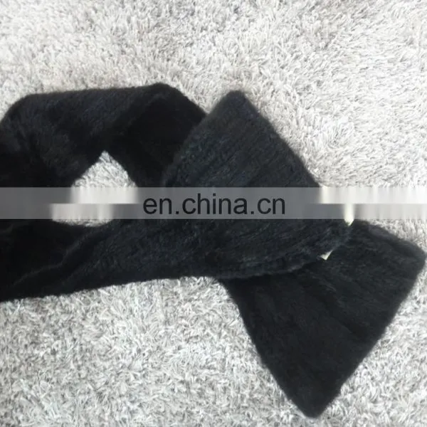 Knitted Black Mink Long Scarf Shawl Mink Stole European Style photo-2