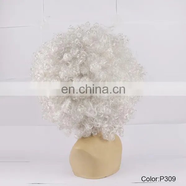 White Color Curly Big Afro Synthetic Wigs P309 photo-3