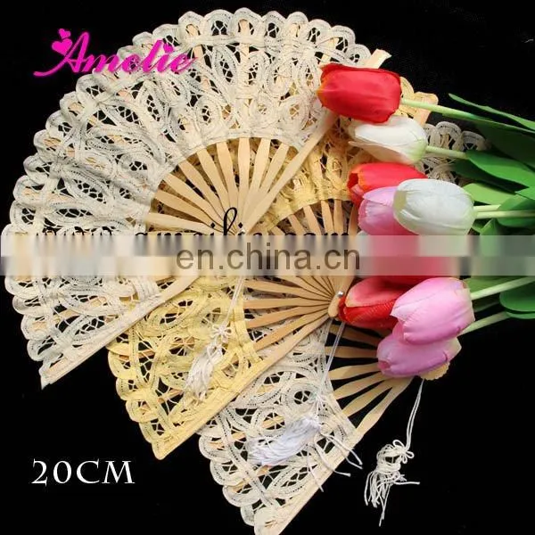 8 Inches Cotton Battenburg Lace Small Lace Fan Wedding Favors Gifts Fan photo-2