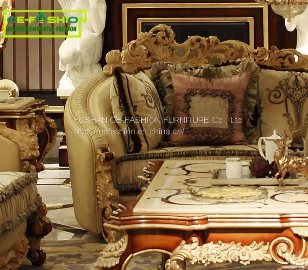 OE-FASHION Solid Oak Wood Furniture Fabric Wooden Frame Countryside Style Sofa Sets photo-3