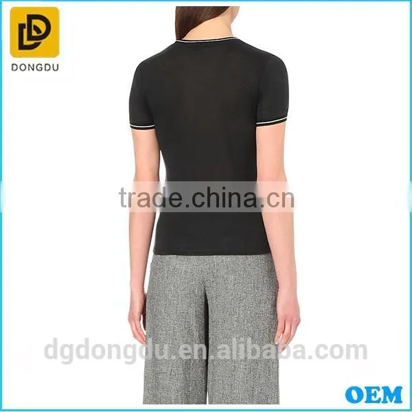 Hot Sale High Quality Lady Black T Shirt With Competitive Price photo-3