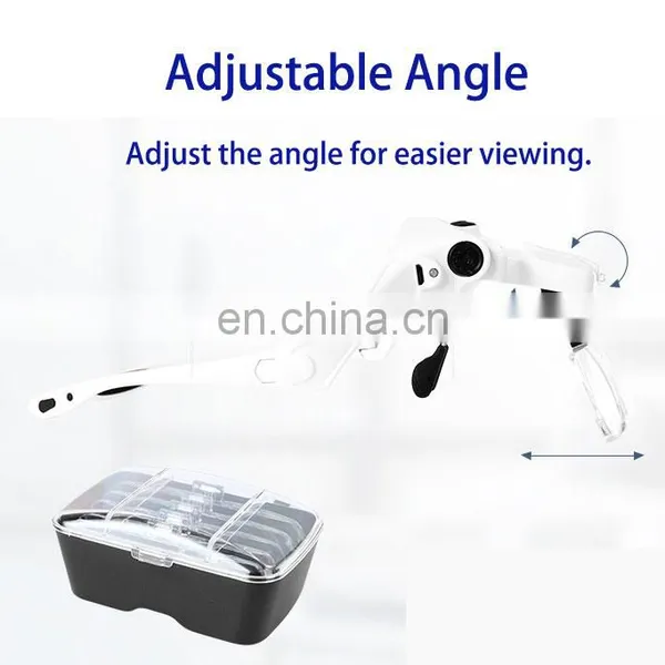 Head-Mounted Repair Inspection Microscopic Carving Cosmetic Embroidery LED Light Magnifying Glass WIth Five Magnification Lens photo-2