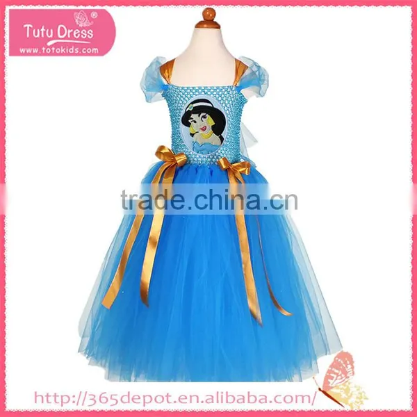 Elegant Chiffons Pale Blue Cartoon Pattern Gauze Dress Halloween Costume photo-3