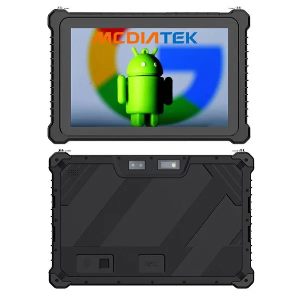 HR1058 Cheapest Factory 10.1'' Android 12 MediaTek 8GB+128GB Rugged Tablets With NFC Fingerprint RJ45 RS232 2D Barcode Scanner UHF RFID photo-2