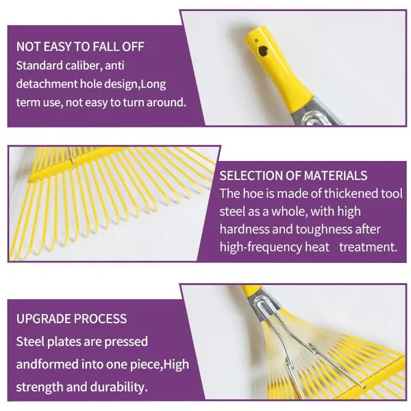 Heavy Duty Garden Rake Lawn Rake Metal Rake 18 Teeth Steel Rake for Leaves Yard Cleaning Farm Garden Agricultural Tools photo-4
