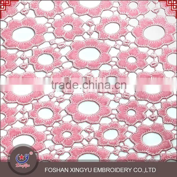 Wholesales Woolen Red/pink/blue Laser Embroidery Design Nets Flower Geometry Style Lace Fabric photo-3