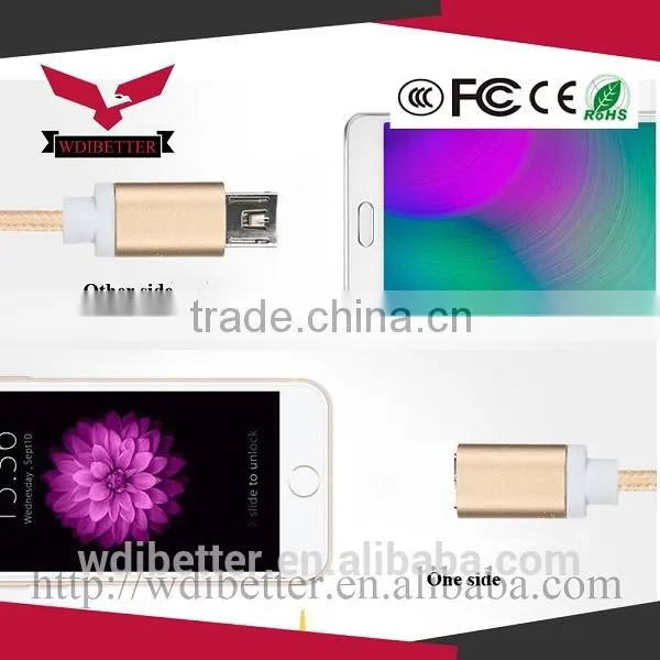 2016 New Hot Sale Braided 1M Usb Date Cable 2 In 1 Usb Cable photo-4