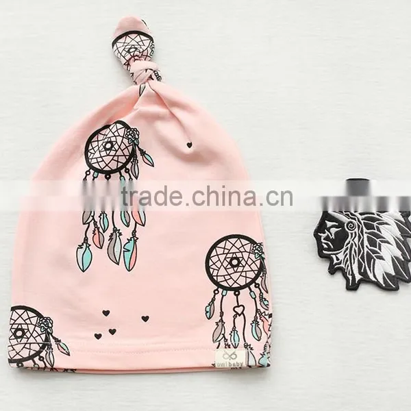 Breathable Kids Hat Boutique Cotton Cartoon Tied Angle Newborn Baby Cap For 0-2 Years In Stock photo-5
