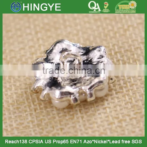 Hot Selling White Pearl Flower Rhinestone Button 15772 photo-3