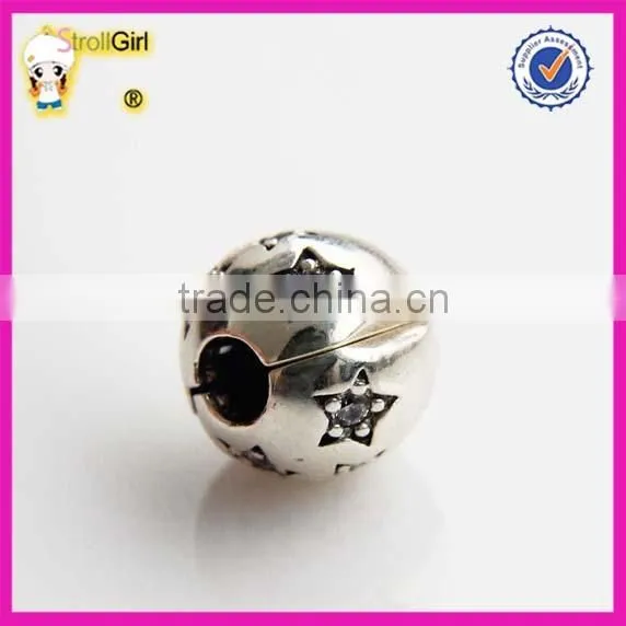 Jewelry Finding Beads 925 Sterling Silver Star Charm Clasp Beads With Clear Stone for Bracelet photo-3