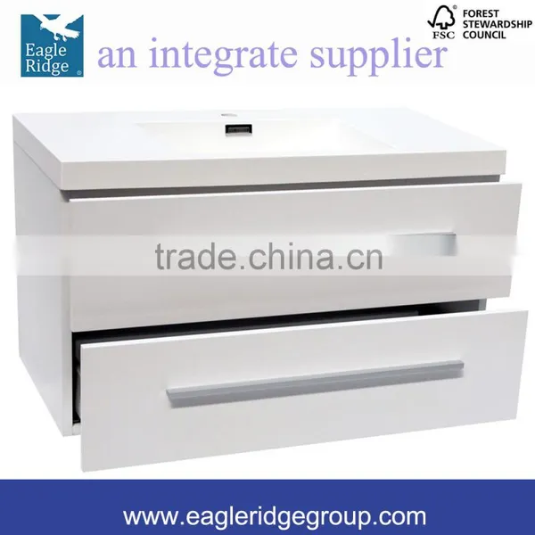 Double Drawers Vanity, Wall Hung Vanity, Wood Grain Bathroom Vanity K900P photo-4