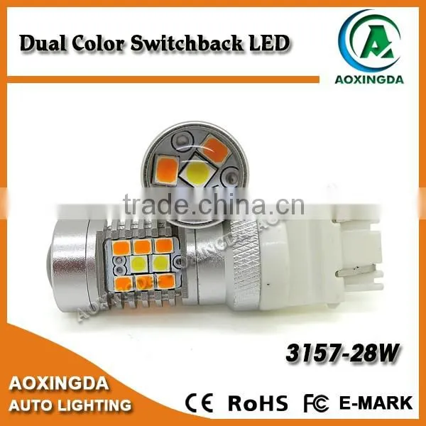 28 Watt 2835 Dual Color White and Amber 3157 7443 1157 Switchback Led Bulb photo-3