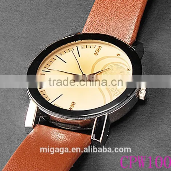 Heart-shape Pattern Round Dial PU Band Quartz Analog Couple Lover Wrist Watch photo-5