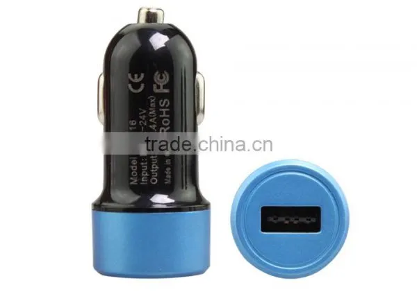 5V 2.4A Colorful Flat Portable Single Reversible USB Port Mobile Phone Auto Car Charger photo-2