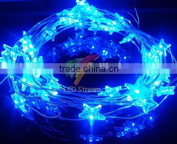 Twinkle Blue Star LED String Light 3AA Battery Operated for Christmas photo-2