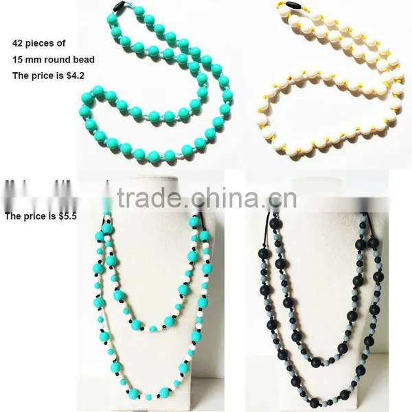 2014 Baby Teether Toys Food Grade Baby Teething Necklace/BPA Free Silicone Teething Beads For Jewelry photo-4