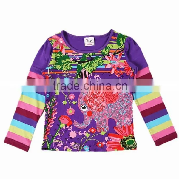 2-6Y (G630#fuchsia&purple) New Winter Animal Printed t Shirt Elephant Fashion for Kids Girls photo-2