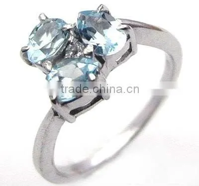Genuine BLUE TOPAZ Ring & .925 Sterling Silver Ring Online Silver Jewelry Wholesaller