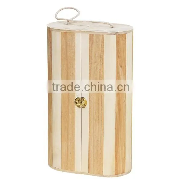 Made in China Handmade Unfinished 2 Bottles Wooden Wine Gift Box
