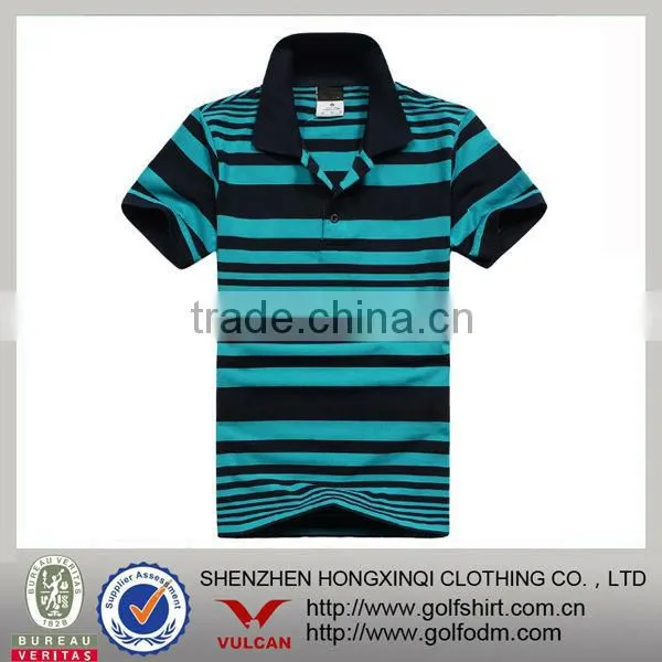 Polyester Mens Stripped T-shirt Polo Shirt Contrast Color Factory