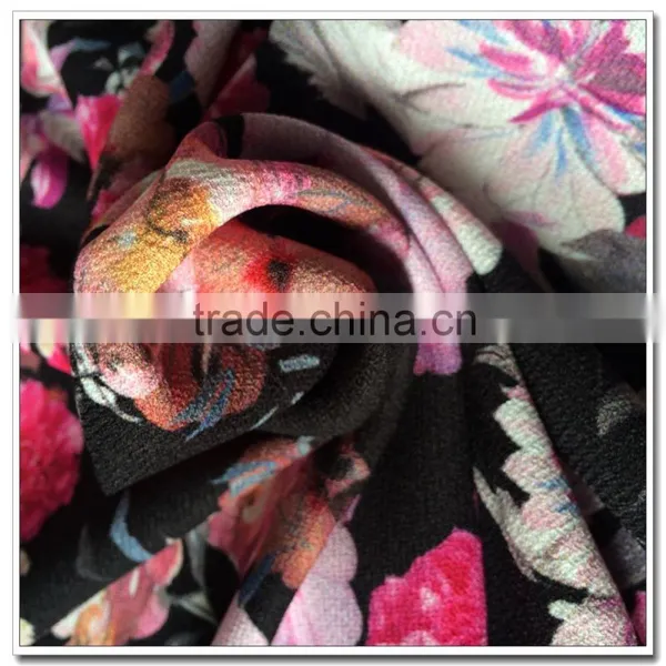 Supply 100% Print Polyester 4 Way Spandex Stretch Fabric For Women Cloth photo-2