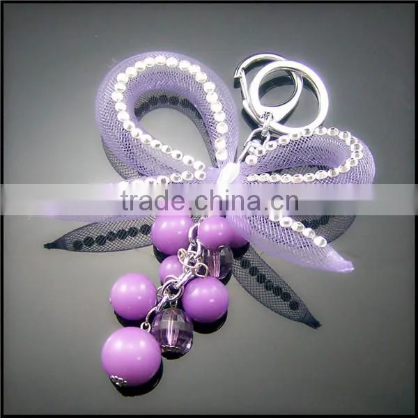 Cheap High Quality Jeweled Rhinestone Keychains Crystal Keyrings Bead Keychain photo-2