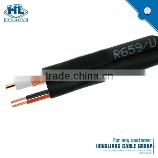 RG59U With 2 Power Siamese CCTV Coaxial Cable CCA Conductor 75OHM Solid PE Al Foil Shield Bare Copper Wire Braid photo-5