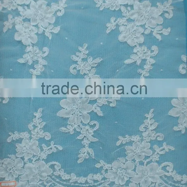 Pure white corded bridal dress french lace nylon lace