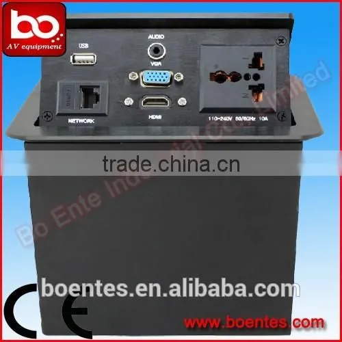 Hydraulic Pop Up Table Outlets Boxes/Aluminum Brushed Power Socket With Bottom HDMI Plugs photo-3