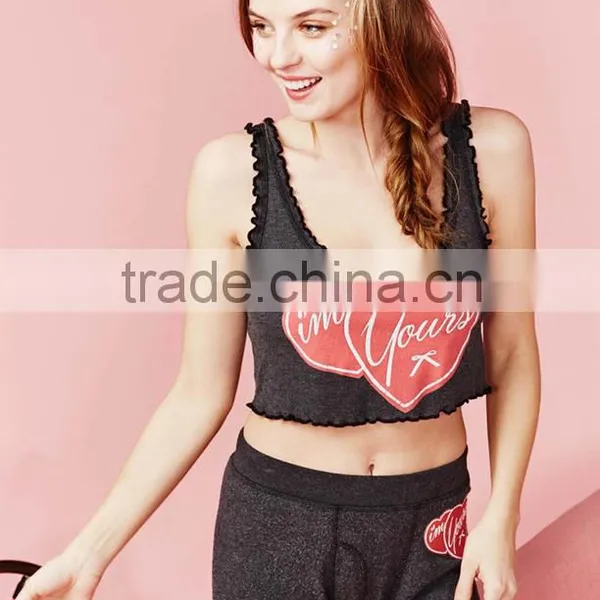 Printing Crop Top Lace Loose Ladies Crop Top for Women photo-2