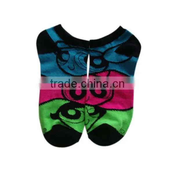 GSW-113 Custom Cartoon Design Fashion Bright Colored Cotton Ladies Women Ankle Socks