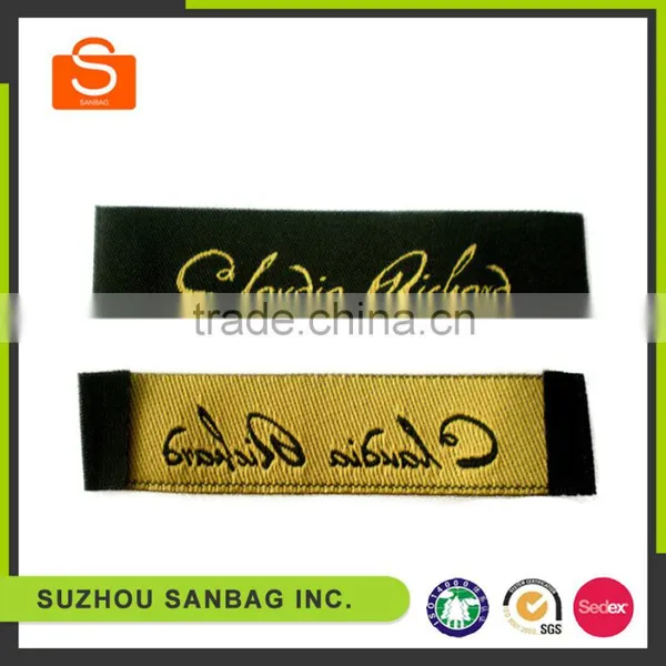 High grade custom woven labels for clothing,center folded woven label
