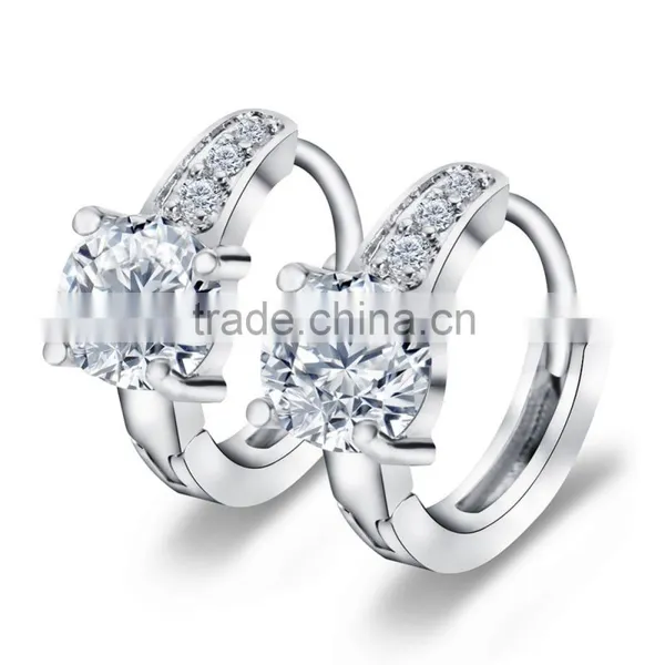 Rellecona Round Cubic Zircon Stud Earring Prong Setting Jewelry Wedding Jewelry