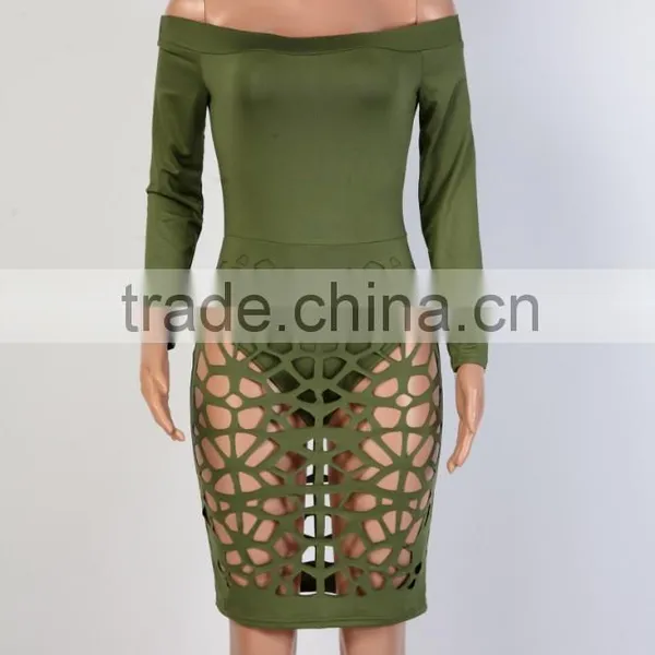 Bonvatt 2017 New Arrival Red Hollow Out Turtleneck Knee-Length Bandage Dress Sleeveless With Hole Sexy Costumes photo-4