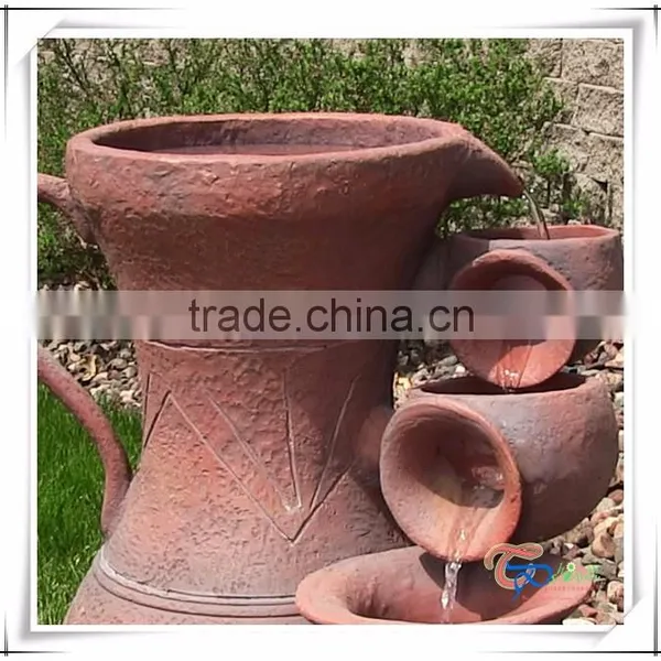 Small Indoor Multi Ceramic Pot Fiberglass Fountain photo-3