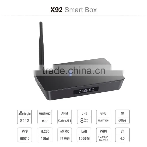 2016 Best Android 6.0 Amlogic S912 Smart TV Box 2GB+ 16GB Bluetooth WIFI Kodi 16.0 Full Loaded Octa Core TV Box photo-2