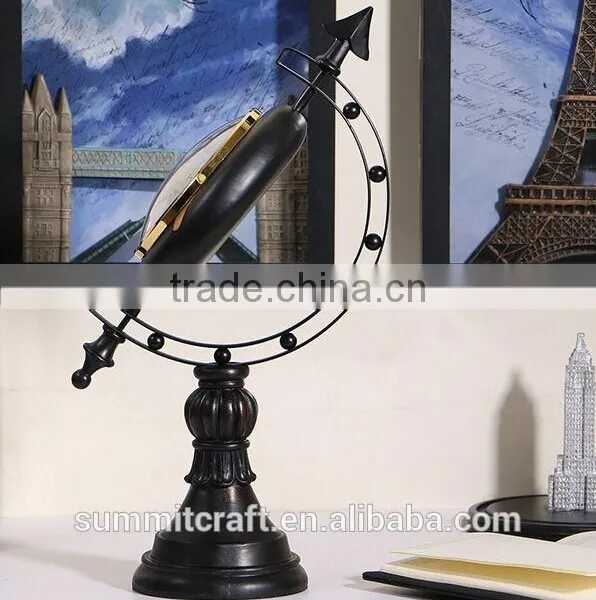American Globe Desk Clock Resin Antique Globe Clock photo-4