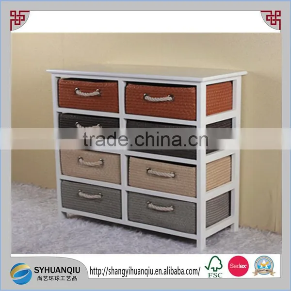 White Wicker Basket Chest Drawers Shabby Furniture Bedroom Bathroom Storage Furniture