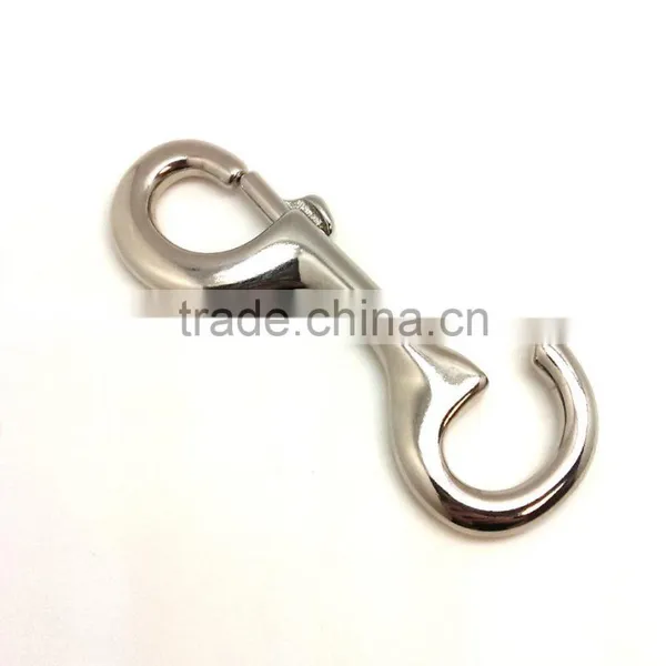 4-3/4" Solid Brass Hook in Nickel Plate, Solid Brass Swivel Eye Metal Snap Hook photo-2