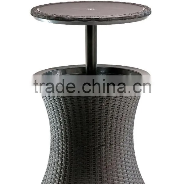 Patio Garden Adjustable Rattan Brown Pool Cooler Table photo-5