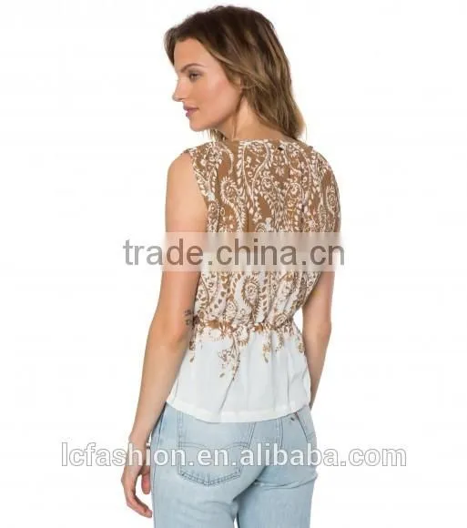 Wholesale Women Clothing Sleeveless V-neck Printed Sexy Top 2017 photo-2