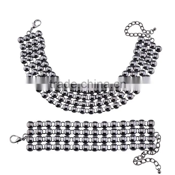Big Brand Multi Layer Alloy Beads Choker Necklace for Women Clothes Accessories photo-3