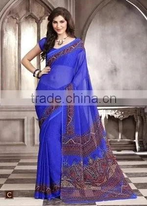 Classical Chiffon Saree in 4 Color photo-3