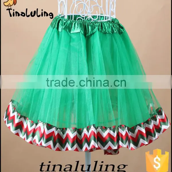 2016 Latest New Arrival Tulle Skirts Kids Christmas Green Tutus Baby Pettiskirts With Satin Ribbons photo-6