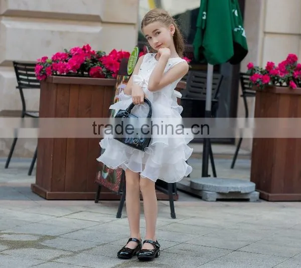 Hot Sale Net Fabric Ball Grown Dress for Baby Girl Summer Dress for Girl Ruffle Skirt Sleeveless