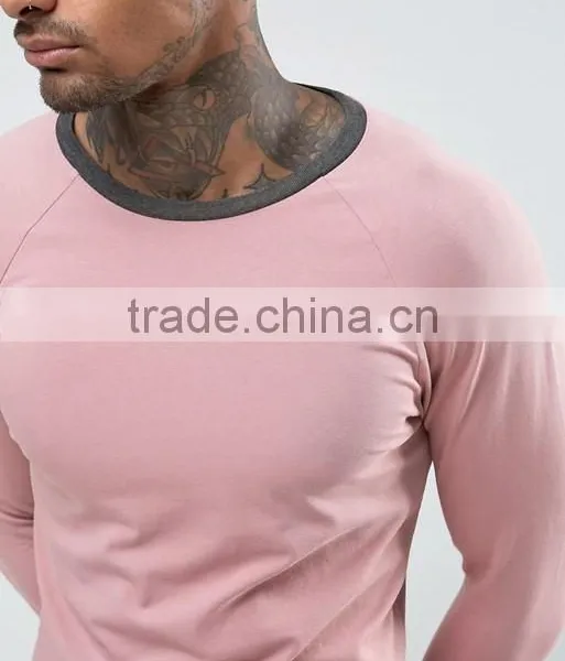 China Apparel Wholesale 2017 Fashion Men Raglan Long Sleeve Solid Color Fit T Shirts photo-4
