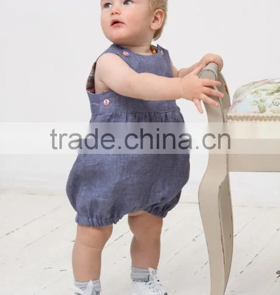 Newborn Baby Boy Orangic Cotton Shortall Cute Fashion Plain Jon Jon Romper photo-3